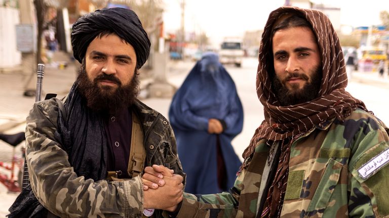 Taliban members at a checkpoint. Image: Reuters