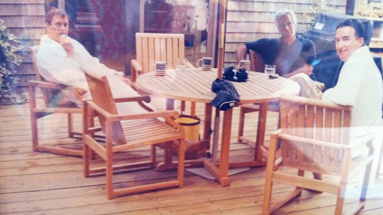 A new picture of Andrew, Jeffrey Epstein and Lord Mandelson was released last week. Pic: US Department of Justice