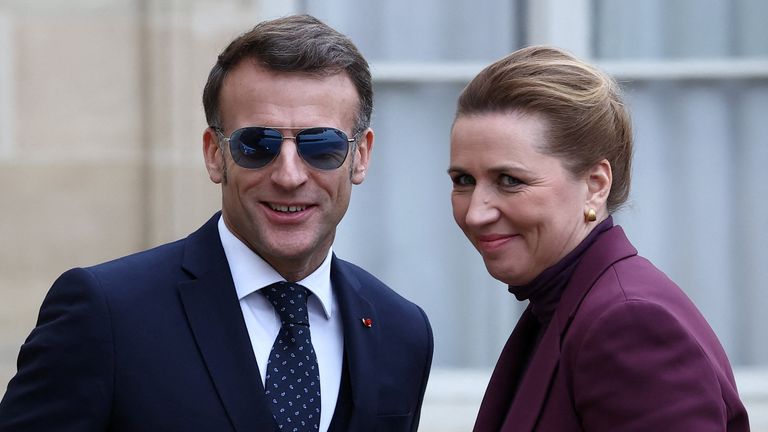France's President Macron answered pleas for aid from Denmark's Prime Minister Frederiksen. Pic: Reuters