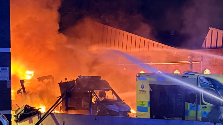 Firefighters tackling the blaze in Golders Green. Pic: PA