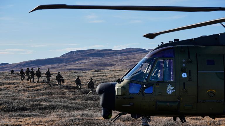 Danish military forces participate in an exercise with hundreds of troops from several European NATO members in Greenland. Pic: AP