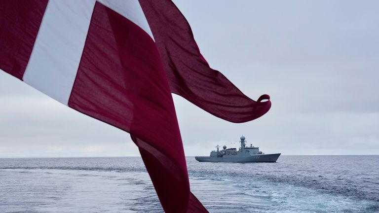 Danish warships participate in a military exercises in the Artic. Pic: AP
