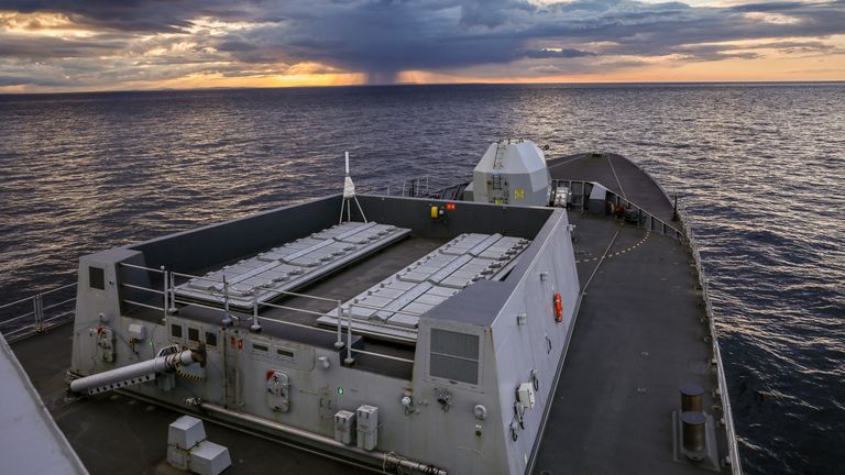 HMS Dragon's missile silo towards the prow. pic: MoD