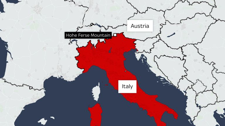 The avalanche happened on the Hohe Ferse in the South Tyrol region