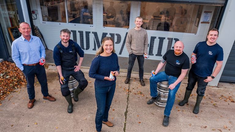 Mitchell's team in front of the brewery. Pic: Jump Ship Brewing