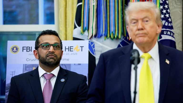 FBI director Kash Patel, left, said "nobody is above the law". Donald Trump added that the world has "become somewhat of a casino". Pic: Reuters