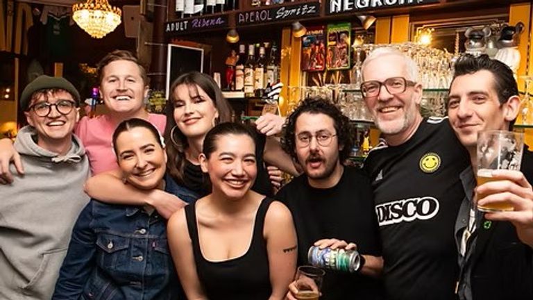 Egil Johansen (second from right) at the pub. Pic: The Kenton