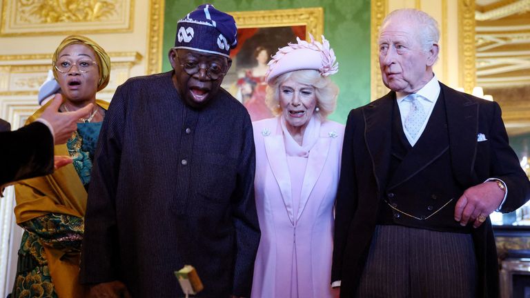 The visitors viewed exhibits from the royal collection. Pic: Reuters