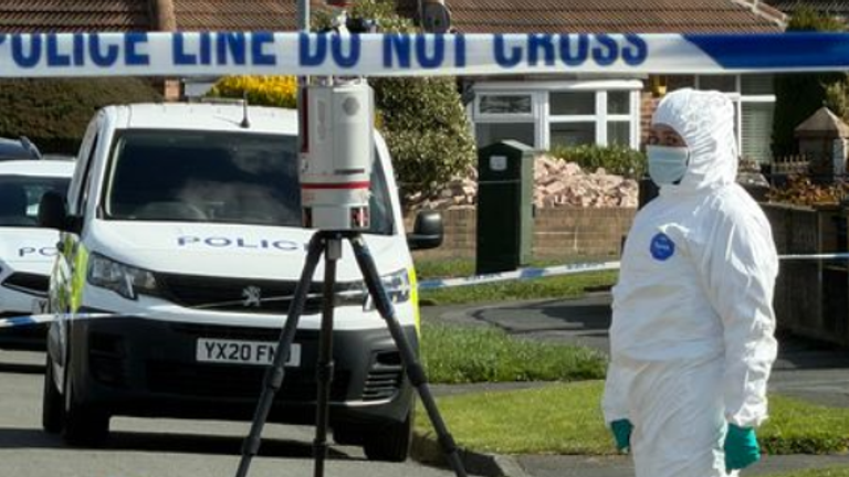 A forensics officer in Kennerleigh Avenue, Austhorpe. Pic: YappApp