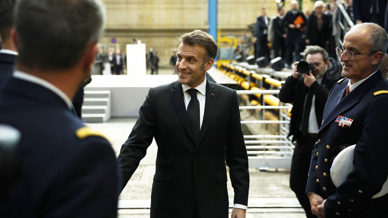 Macron pledged to ramp up France's nuclear arsenal in response to growing global instability. Pic: Reuters
