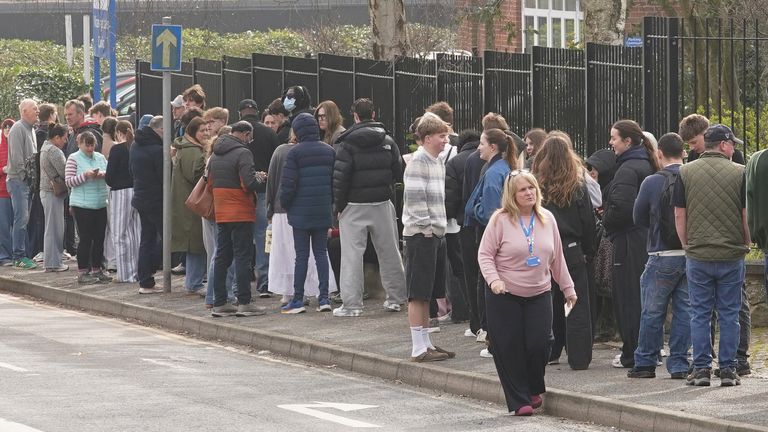 People also queuing at a meningitis vaccination hub in Ashford, Kent. Pic: PA