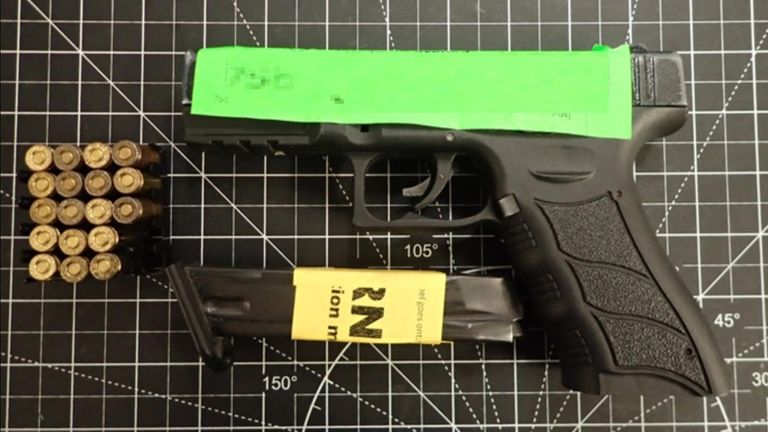 Farooq pulled out an imitation gun and also had knives in his car (below)