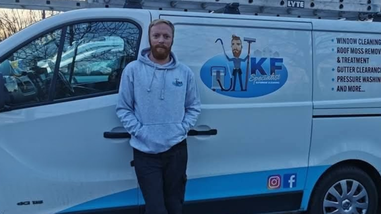 Kieron Fosher, window cleaner and owner of KF Specialist Exterior Cleaning in Kent.