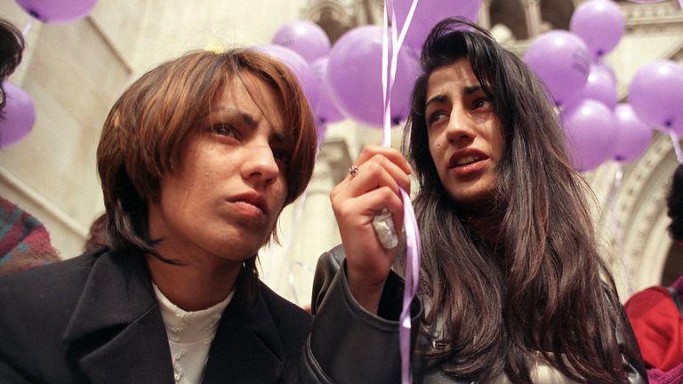 Naz Shah (left) and her sister Fozia in April 1998, following the rejection of her mother's appeal against her conviction for murder. File pic: PA