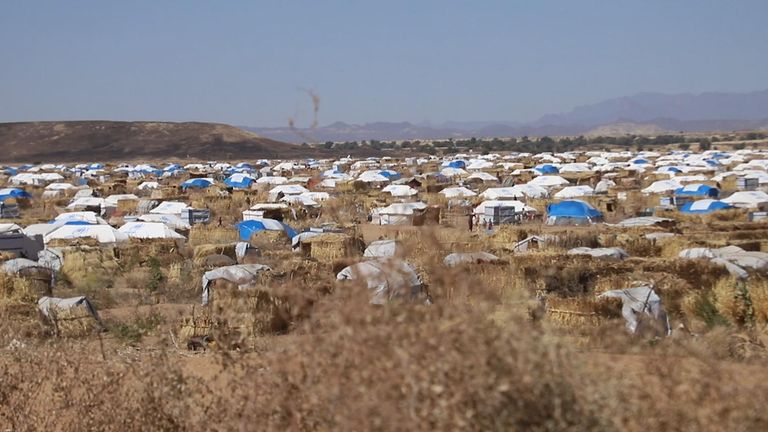 People, fleeing the fighting, have set up camp in North Darfur