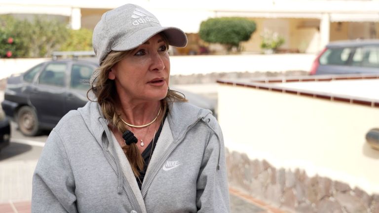 Gwinnett outside her Tenerife home