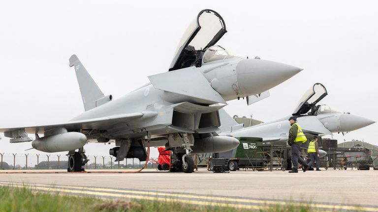 RAF Typhoon aircraft leaving RAF Coningsby for Qatar. Pic: Reuters