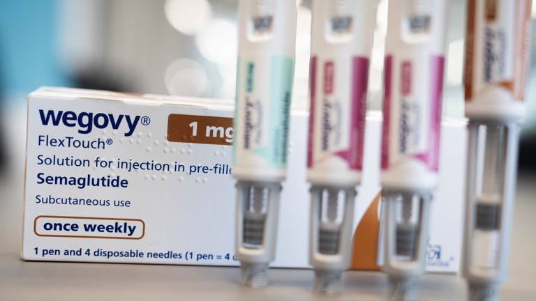 Wegovy weight loss drug packet with needles. Pic: PA