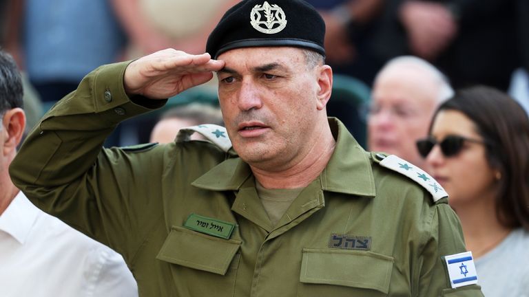 Israel's top military chief Eyal Zamir has accused Hezbollah of 'reopening' the war on their northern border. Pic: AP