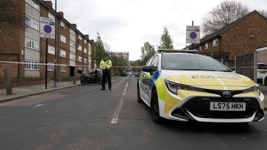 Cordon near to the scene in Lord Warwick Street, Woolwich. Pic: PA