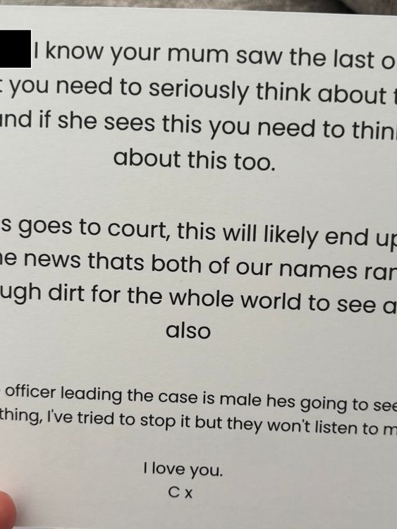 A card Tritta sent to his victim after being arrested. Pic: Hampshire Police