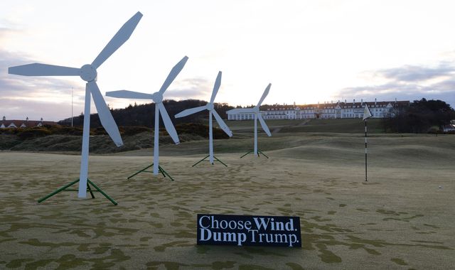 Greenpeace activists stage demonstration at Trump Turnberry golf course in Scotland