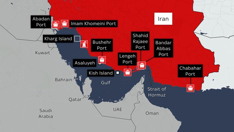 The US Navy says it is blockading Iran's ports