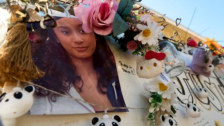 Memorial for Celeste Rivas Hernandez outside her home in Lake Elsinore, California. Pic: AP