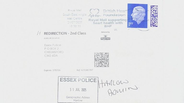 The anonymous letter was sent to police. File pic: Essex Police