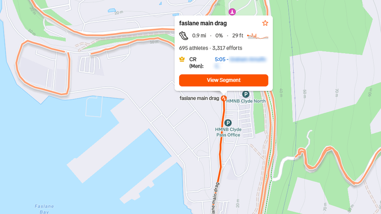 A running route within Faslane naval base on the Clyde, home of the UK's nuclear deterrent. Pic: Strava