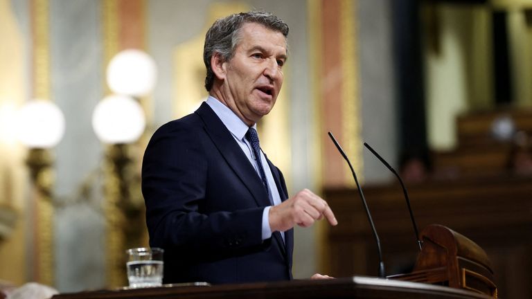  Popular Party opposition leader Alberto Nunez Feijoo has criticised the move as unsustainable. Pic: Reuters