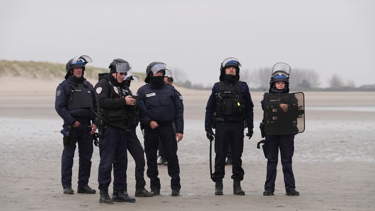 French authorities on the beach in Gravelines. Pics: PA