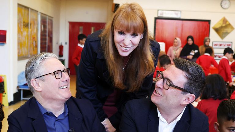 The Prime Minister alongside Angela Rayner and Andy Burnham