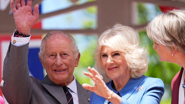 Charles and Camilla at a community block party celebrating America's 250th anniversary in Front Royal, Virginia. Pic: PA