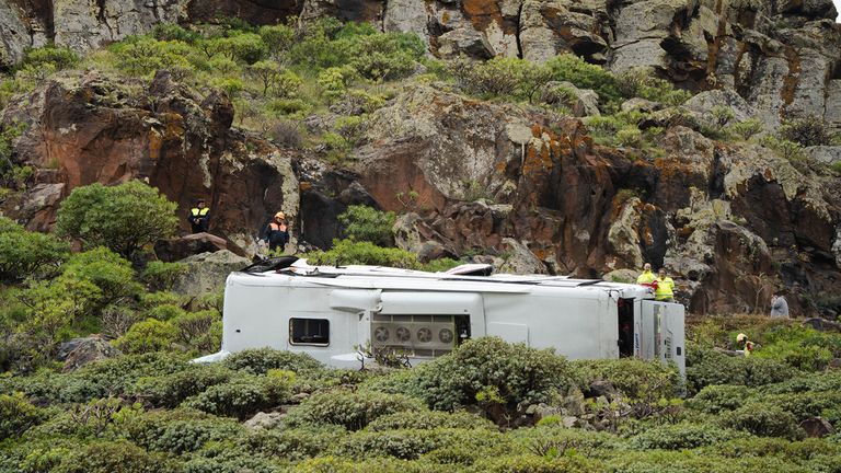 The scene of the crash in La Gomera. Pic: Europa Press Canarias via AP