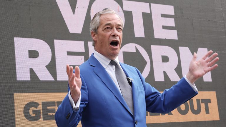 Reform UK leader Nigel Farage in Westminster on Friday. Pic: PA