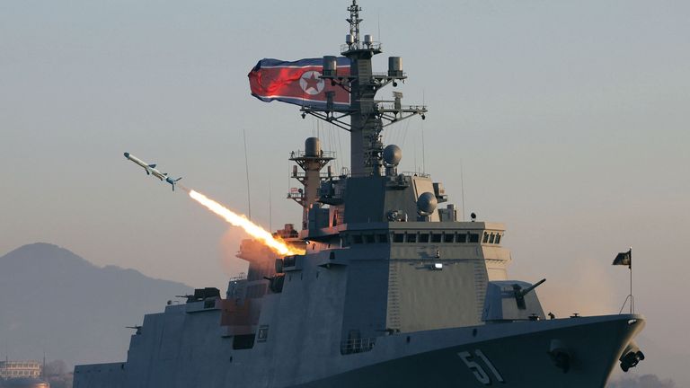 The missiles were launched from the Choe Hyon. Pic: KCNA/AP