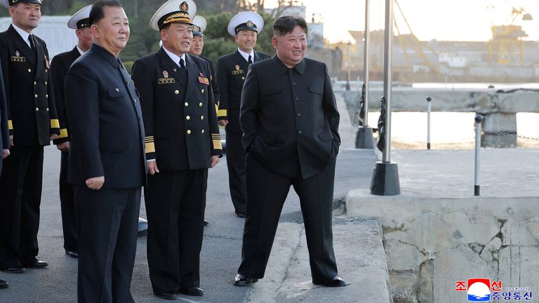 North Korean leader Kim Jong Un observing a test-fire of missiles last week. Pic: Reuters
