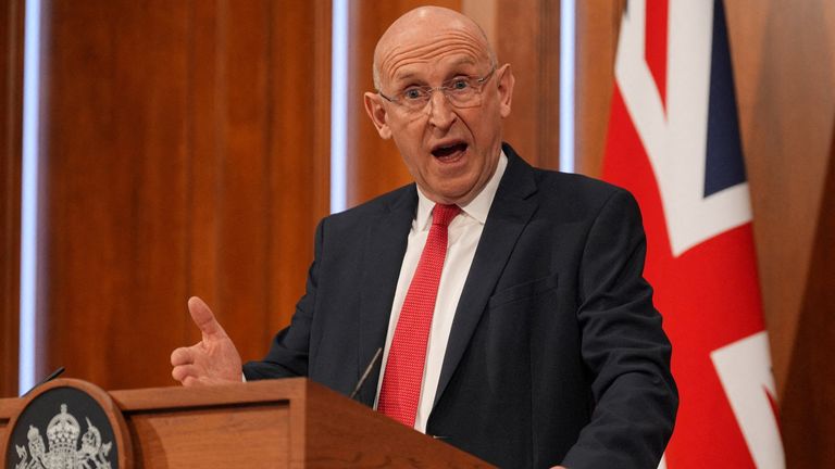John Healey warned Russia of consequences if UK cables are damaged. Pic: Reuters