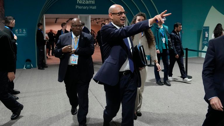 Simon Stiell celebrating the final deal from the COP30 climate talks in Brazil last year. Pic: AP