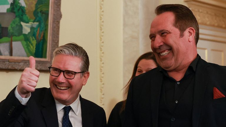 Need a safe pair of hands? Starmer with ex-England keeper David Seaman at a St George's Day event in No 10. Pic: Reuters