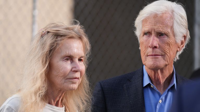 Matthew Perry's mother Suzanne Morrison and her husband Keith Morrison were in court for today's hearing. Pic: AP/ Damian Dovarganes
