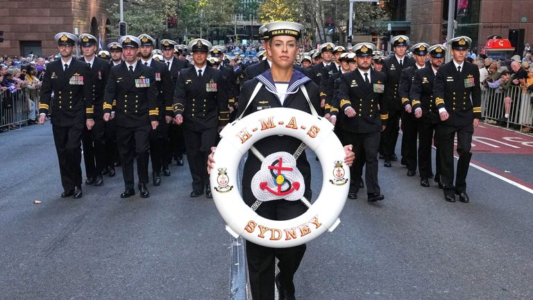 An Anzac Day parade in Sydney. Pic: AP