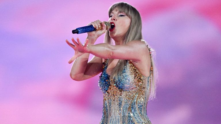 Taylor Swift during her record-breaking The Eras Tour. Pic: Reuters