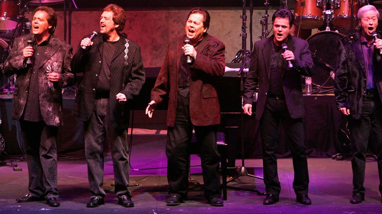 Jimmy, Virl, Alan, Donny and Wayne Osmond during The Osmonds 50th anniversary reunion world tour in 2008. Pic: Reuters