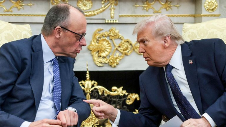 Trump and Merz at the White House earlier this year. Pic: Reuters