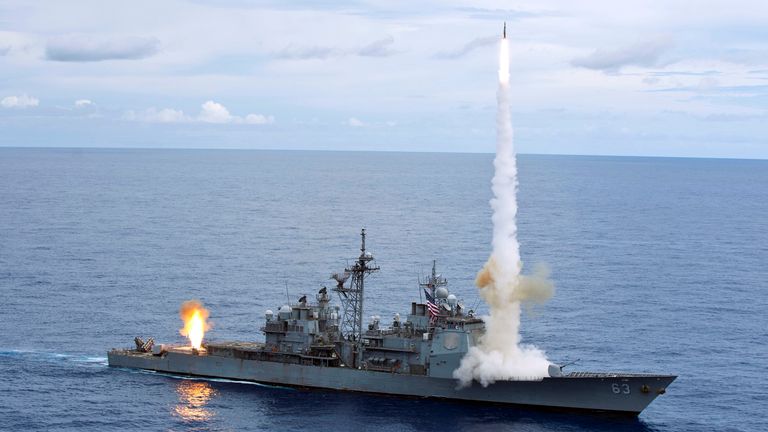 The Ticonderoga-class guided-missile cruiser USS Cowpens. Pic: Reuters