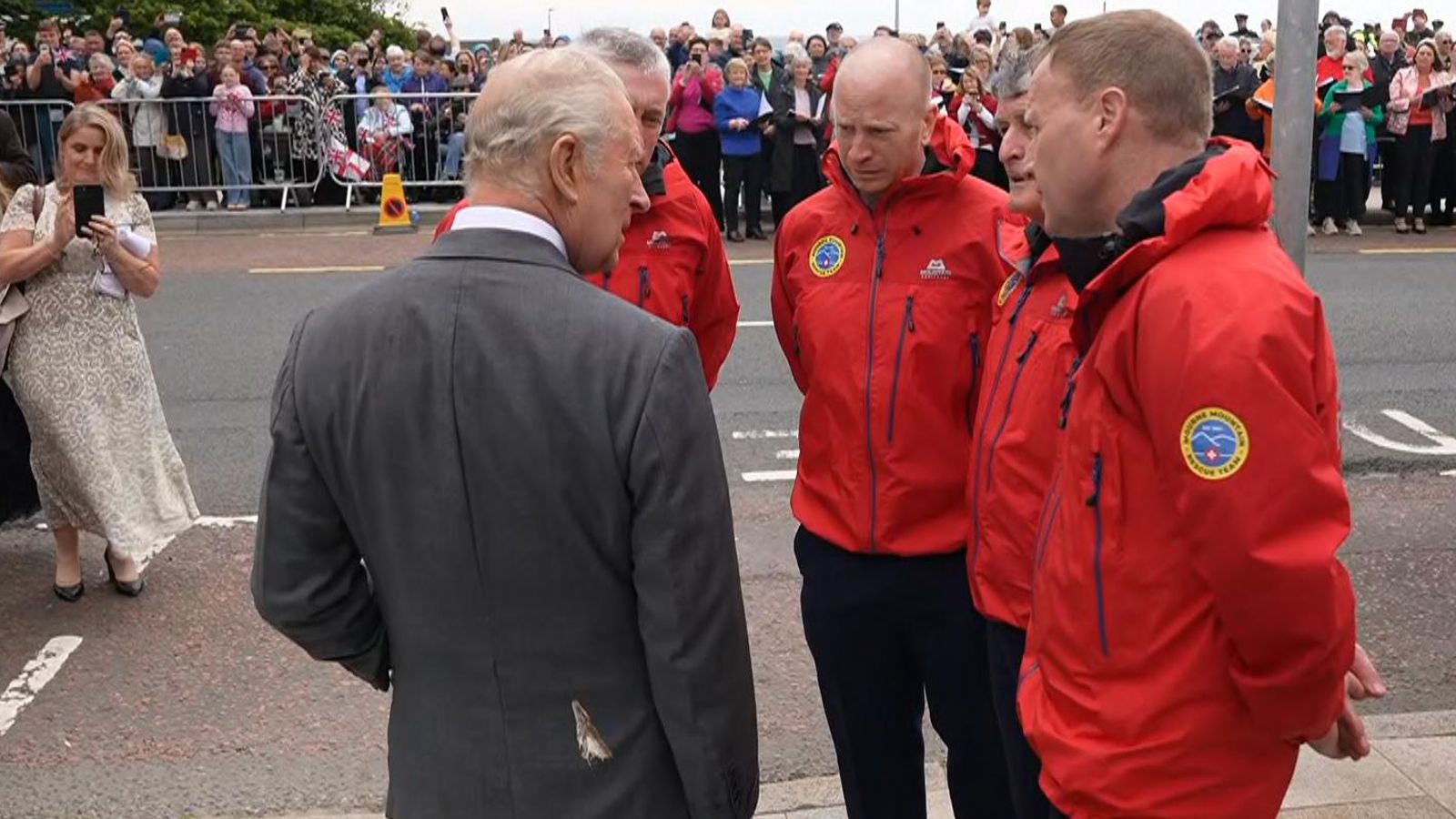King left with seagull droppings on suit during visit to Northern Ireland