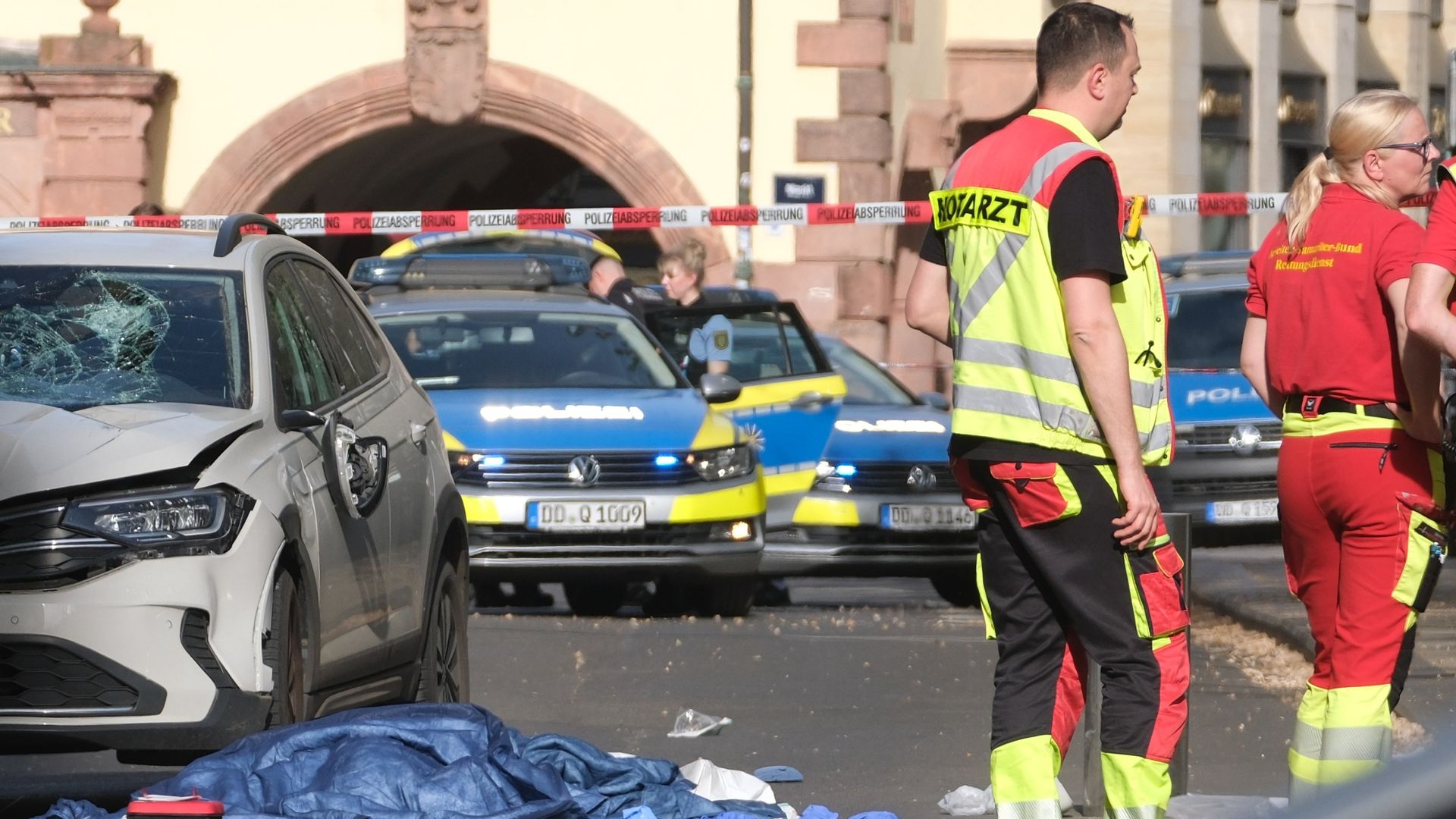 Two dead after car ploughs into city centre crowd in Leipzig, authorities say