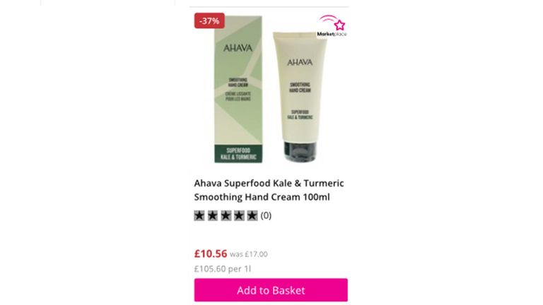 An Ahava product on Superdrug's website in March